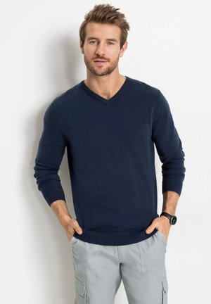bonprix MIT V-AUSSCHNITT - Strickpullover - blue