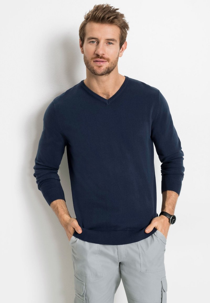 bonprix MIT V-AUSSCHNITT - Maglione - blue
