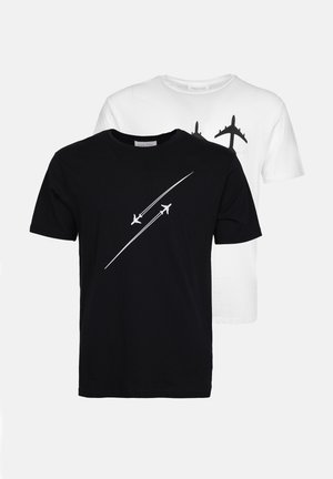 2 PACK - Print T-shirt - white/black