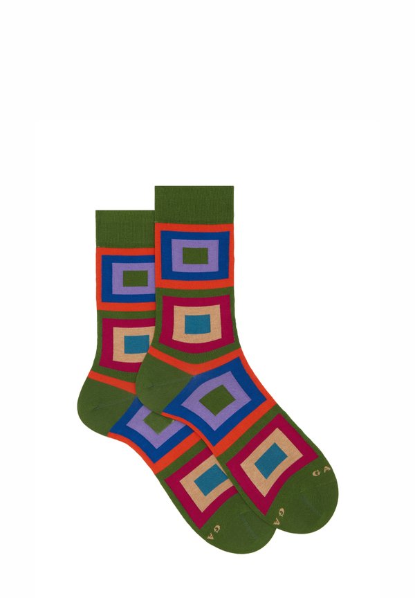 WITH CONCENTRIC SQUARE PATTERN - Socken - verde