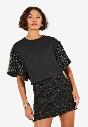 REGULAR FIT CONTRAST SEQUIN  - Pluus - black