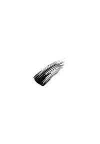 Trait de peinture noire avec des bords texturés et inégaux, affiché sur un fond blanc. Le trait montre une opacité variable et des marques de pinceau.
