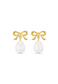 BOW PEARL DROP EARRING - Oorbellen - pale gold-coloured
