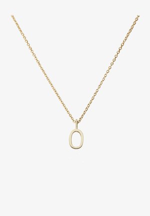 Collier pendentif en or en forme ovale, sans remplissage solide, suspendu à une chaîne délicate avec de petits maillons ronds.