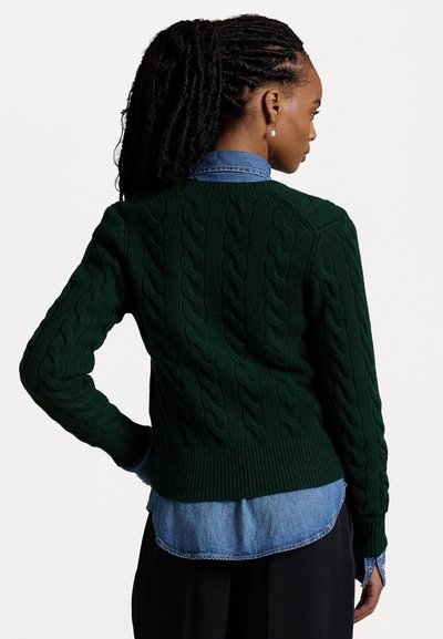 Polo Ralph Lauren CABLE KNIT WOOL CASHMERE CARDIGAN - Cardigan - moss agate