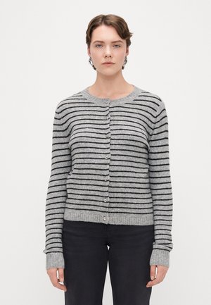 ONLCHESTER LIFE STRIPE - Strickjacke - light grey melange/black/silver-coloured