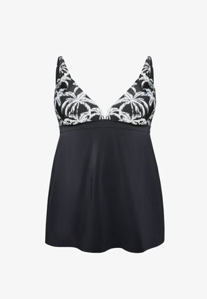 Fiorella Rubino, TOP TANKINI CON STAMPA TROPICALE - Traje de baño - nero
