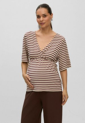 MAMALICIOUS, BLOUSE REGULAR FIT V-NECK TOP - T-shirt imprimé - birch