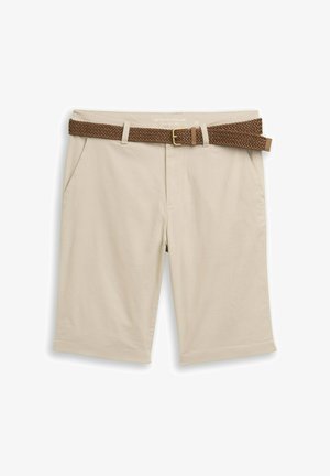 TOM TAILOR, TOM TAILOR HOSEN & CHINO REGULAR CHINO SHORTS MIT GÜRTEL - Lühikesed püksid - cashew beige