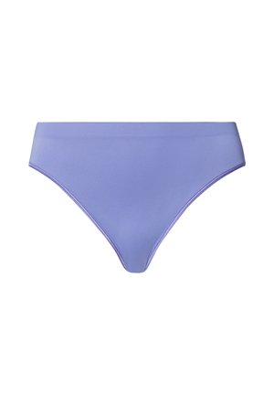 Parte inferiore di bikini lilla in tessuto elastico, con una texture morbida, design minimalista e copertura media con un taglio classico.