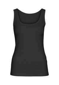 Top nero senza maniche con scollatura rotonda, vestibilità slim e senza motivi visibili. Realizzato in un materiale liscio ed elastico.