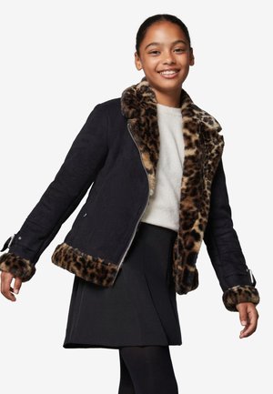 Lipsy REGULAR FIT - LEOPARD AVIATOR - Bunda z nepravej kože - black