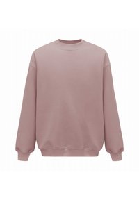 Różowa bluza z okrągłym dekoltem, długimi rękawami i ściągaczami. Wykonana z miękkiego materiału o gładkiej fakturze i bez widocznych wzorów.