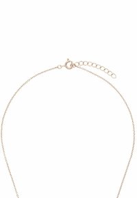 Collar de cadena en oro rosa con un diseño de eslabones finos, un cierre de langosta y una cadena extensora para longitud ajustable.