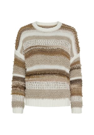 DELILAH - Striktrøje - bianco/camello