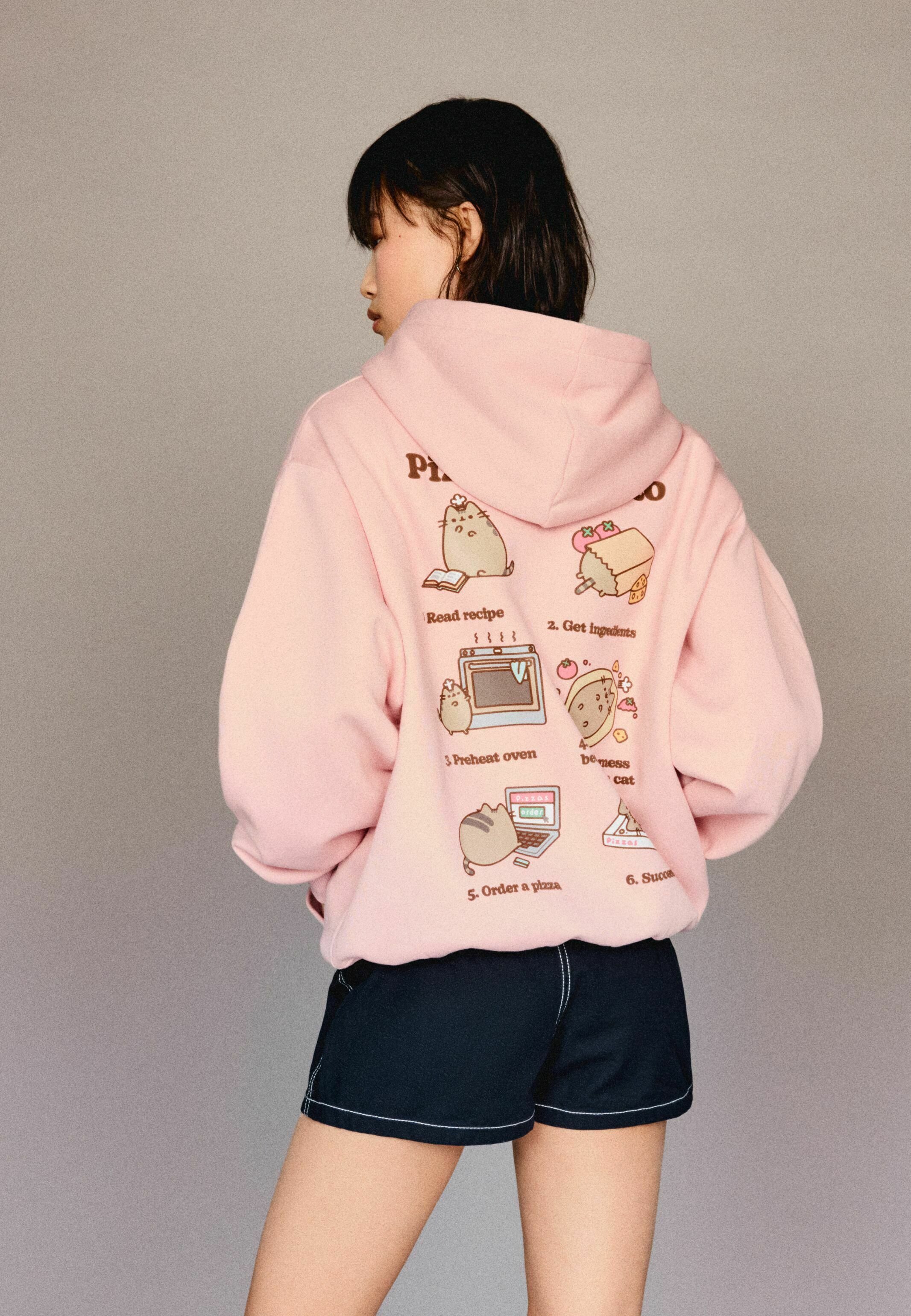★ドイツ発*BERSHKA*新作*FADED プリントZIPフーディ/PINK★ Bershka Cropped sweatshirt with zip and embroidery in washed