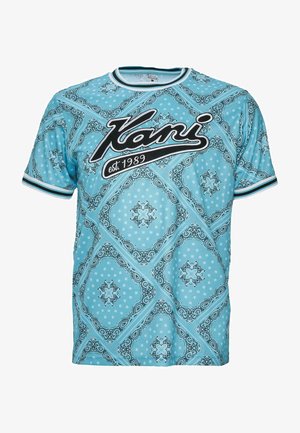 VARSITY PAISLEY - T-shirt med print - cyanblue black white