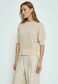 LIVA PUFF SLEEVE - Basic T-shirt - met medal gold metallic
