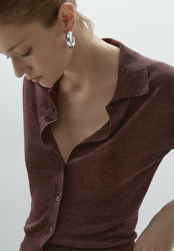 SHORT SLEEVE - Cardigan - mottled bordeaux3