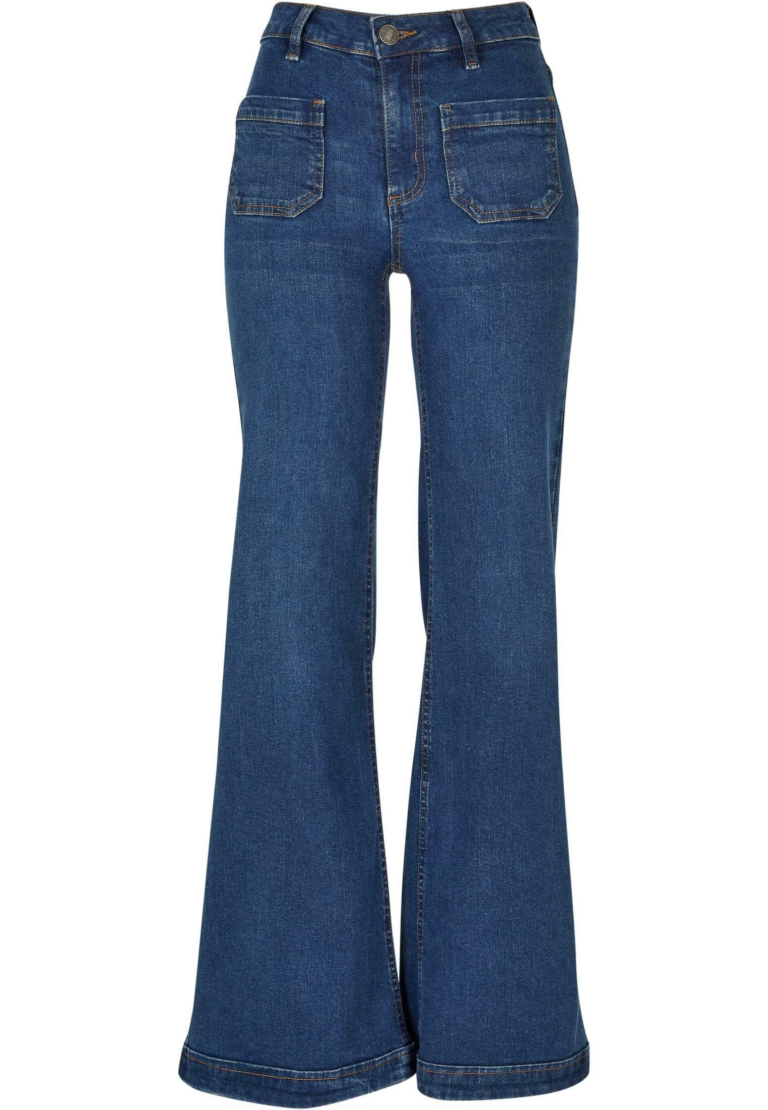 Urban Classics VINTAGE - Flared Jeans - deepblue washed/blau 