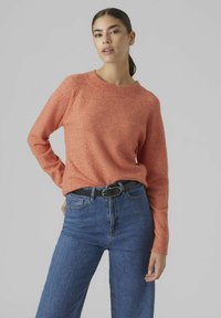 Vero Moda VMDOFFY O NECK BLOUSE - Trui - tangerine tango