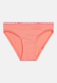 Κοραλλί βαμβακερά εσώρουχα με λευκή ζώνη logo "CONVERSE". Διαθέτουν λεία υφή και μινιμαλιστικό σχέδιο, ιδανικά κομμένα για άνεση.