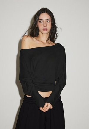 Stradivarius, WAISTBAND EFFECT T-SHIRT - Top s dlhým rukávom - black