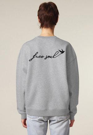 FREE SOUL BACK EMBROIDERY UNISEX  - Sweatshirt - mottled grey