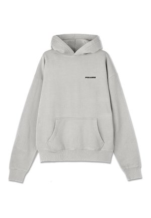 Light gray hooded sweatshirt with front pocket and small black "PEGADOR" logo on left chest, long sleeves, and ribbed cuffs and hem.
