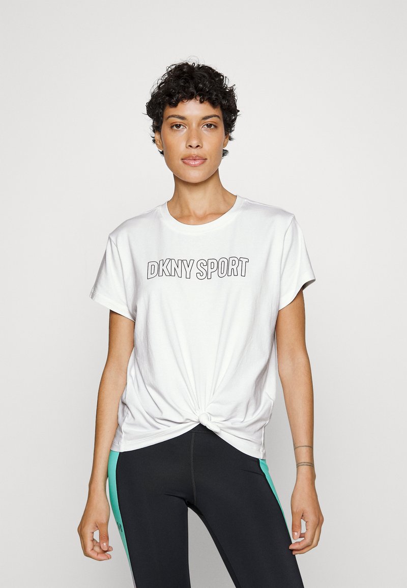 DKNY OUTLINE LOGO KNOTTED TEE Sports Tshirt white Zalando.co.uk