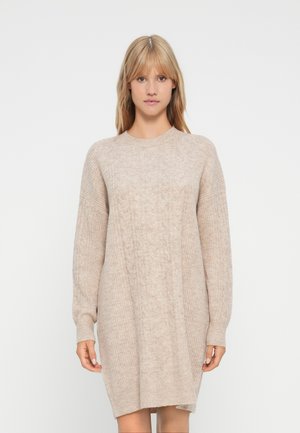 PCRACHEL O NECK DRESS  - Robe pull - greige