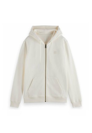 REGULAR FIT KAPUZE LOGO FULL - Sweater met rits - weiß