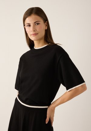 SOFTER KURZARM KONTRASTSTREIFEN - T-Shirt basic - black