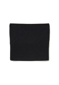 Filtro in schiuma nera rettangolare con una texture ruvida, fotografato su uno sfondo bianco.