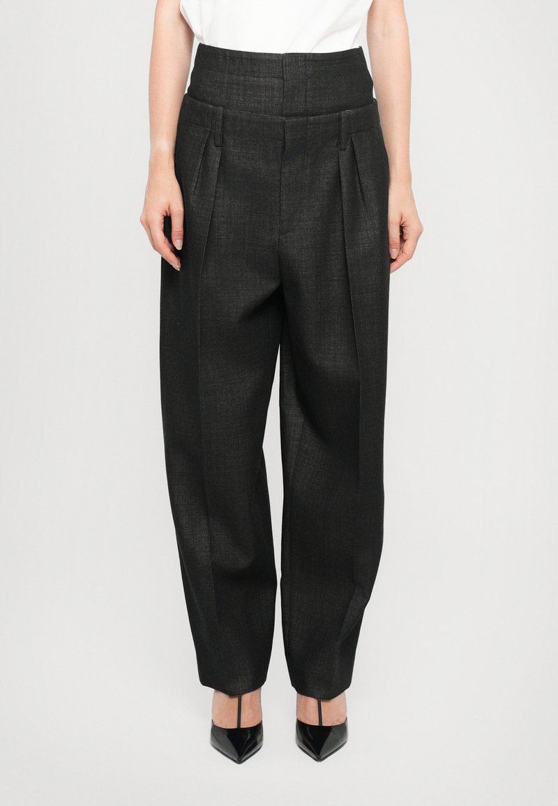 Victoria Beckham DOUBLE WAISTBAND DETAIL TROUSER - Pantalon classique - black