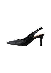 SNAKE EFFECT LEATHER LOOK SLINGBACK - Tacones - black