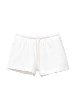 Witte katoenen shorts met een elastische tailleband en een trekkoord, met een gladde textuur en zonder patronen of extra accenten.