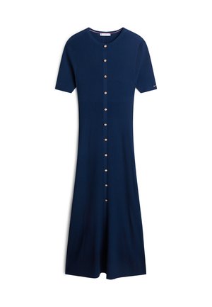 Tommy Hilfiger RIBBED SLIM FIT AND FLARE MIDI DRESS - Vestido de punto - dark night navy