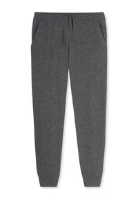 Pantalon de survêtement gris foncé en coton mélangé doux, avec une taille à cordon de serrage réglable, des poches latérales et des jambes fuselées.