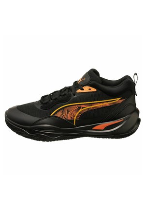 PLAYMAKER PRO LASER BASKETBALL - Basketbalschoenen - puma black/ultra orange