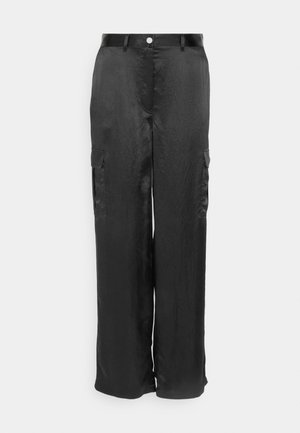 PANT CRUSHED - Cargobukser - black