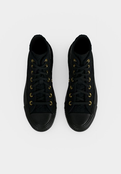 Converse CHUCK TAYLOR ALL STAR LACE - Zapatillas altas - black/black/gold coloured — photo 5