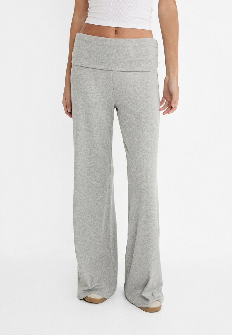 Stradivarius WIDE-WITH FOLD-DOWN WAIST - Nohavice - grey