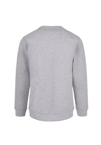 Grauer Sweatshirt, Rundhalsausschnitt, lange Ärmel, weiche Textur, einfarbig, keine sichtbaren Logos oder Designs, gerippte Bündchen und Saum. Standard-Fit-Design.