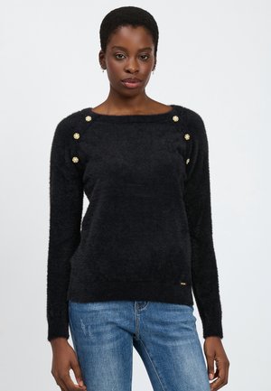 INFLUENCER FLUFFY BEJEWELED - Trui - black
