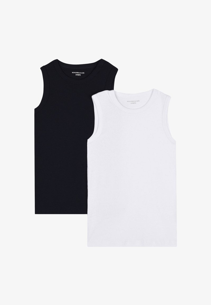 Débardeurs en coton noirs et blancs sans manches pour enfants, taille 6/8 ans, design uni, col rond.
