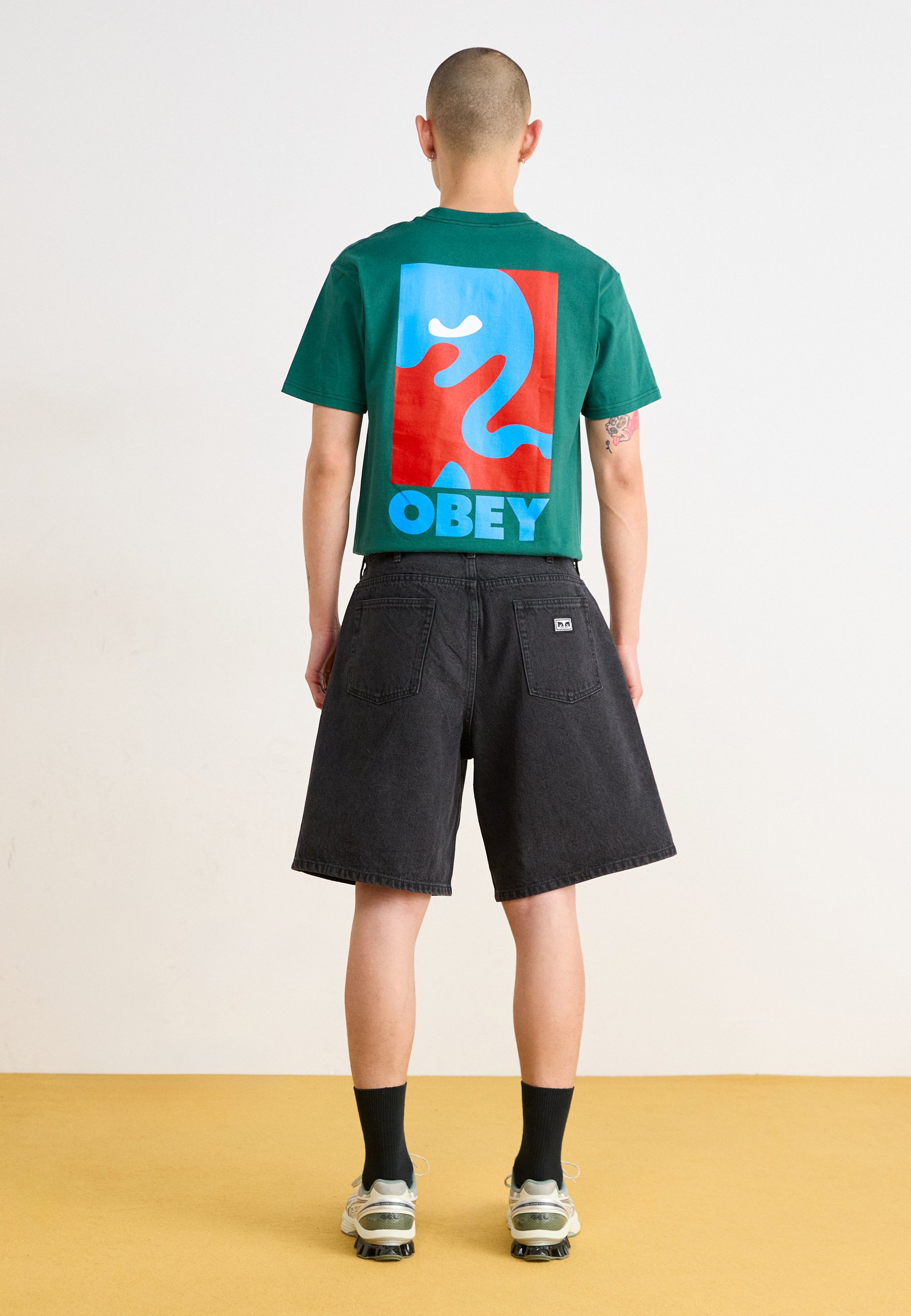 Obey Clothing BIGWIG BAGGY - Denim shorts - faded black/black