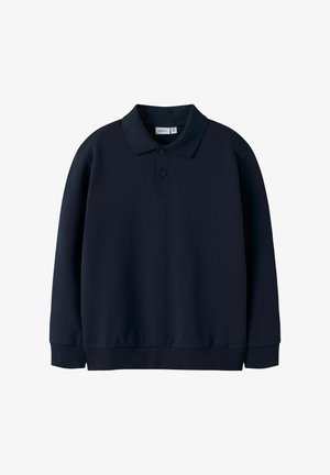 Námořnická polo košile s dlouhým rukávem, knoflíkovou légou, žebrovaným límcem, elastickým lemem a manžetami, vyrobená z hladké bavlněné směsi.