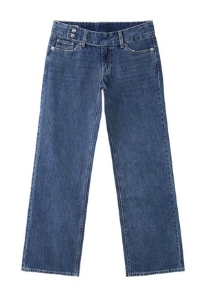 Stradivarius, LOW-RISE STRAIGHT-LEG JEANS WITH HAMMER WAISTBAND   01406631 - Jean droit - mottled dark blue