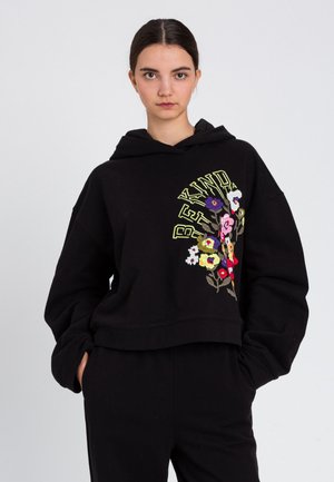 CON CAPPUCCIO E RICAMO - Felpa con cappuccio - nero
